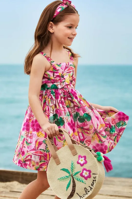 Dievčenské bavlnené šaty Mayoral ružová