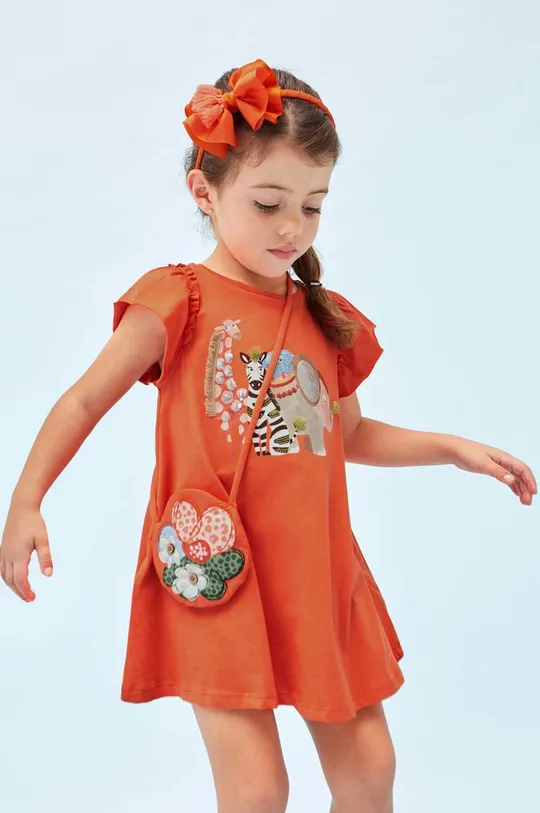 πορτοκαλί Παιδικό φόρεμα με τσάντα Mayoral Για κορίτσια