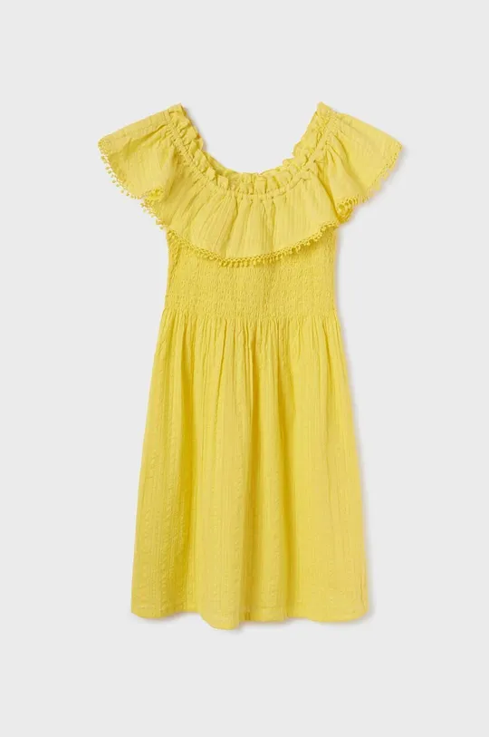 rumena Otroška bombažna obleka Mayoral Dekliški