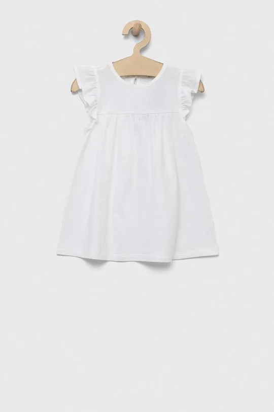 bela Otroška bombažna obleka United Colors of Benetton Dekliški