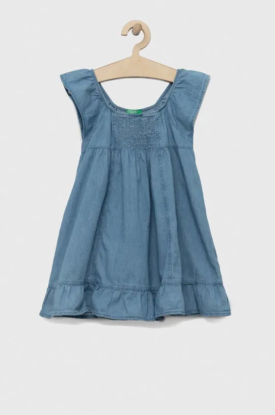 niebieski United Colors of Benetton sukienka jeansowa dziecięca Dziewczęcy