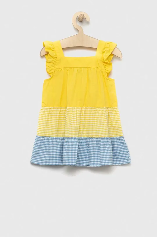 Παιδικό βαμβακερό φόρεμα United Colors of Benetton κίτρινο
