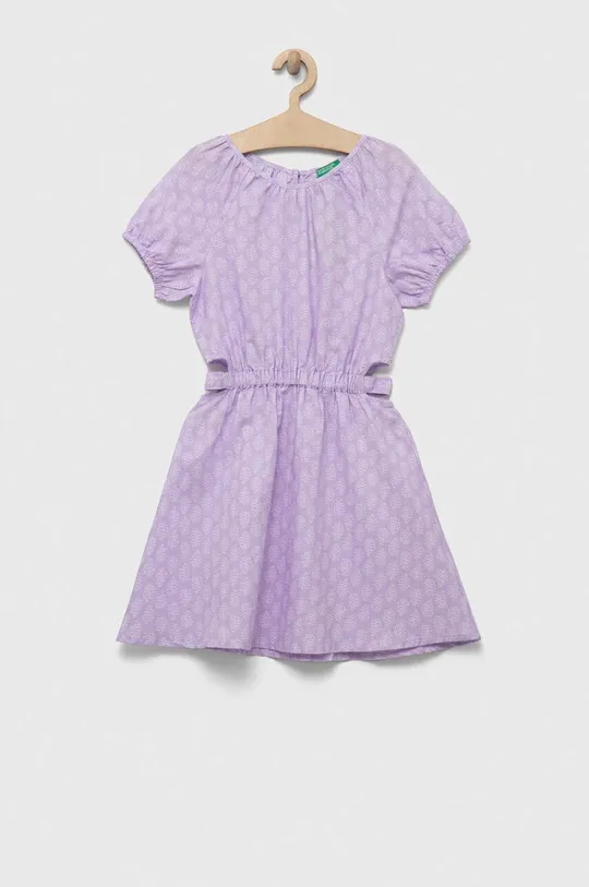 фиолетовой Детское льняное платье United Colors of Benetton Для девочек