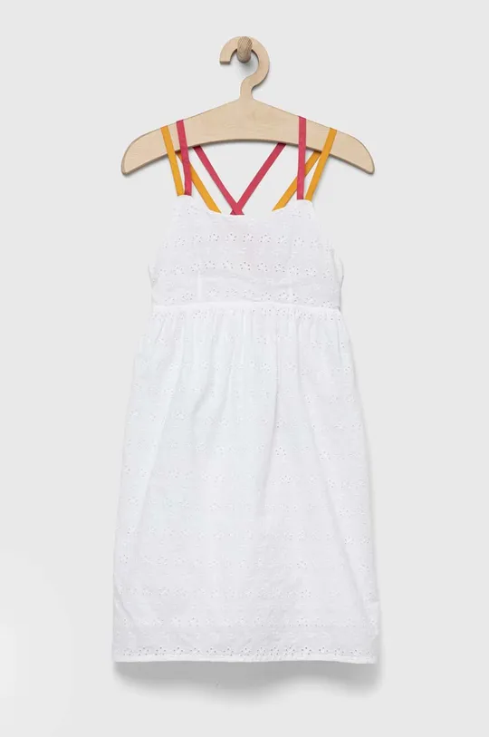 bela Otroška bombažna obleka Sisley Dekliški