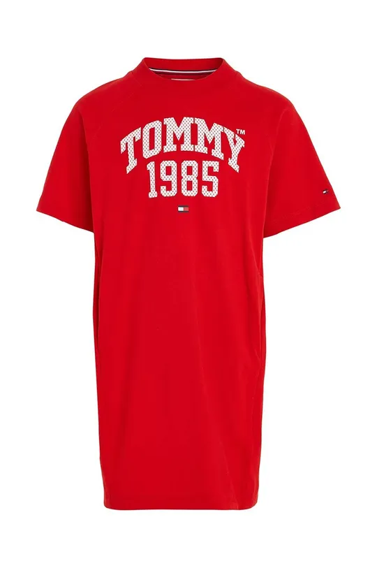 Dievčenské bavlnené šaty Tommy Hilfiger červená