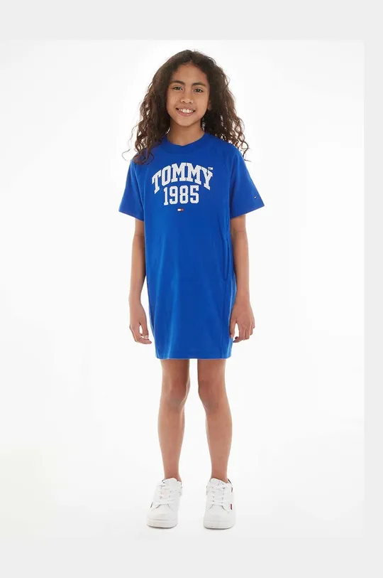 σκούρο μπλε Παιδικό βαμβακερό φόρεμα Tommy Hilfiger Για κορίτσια