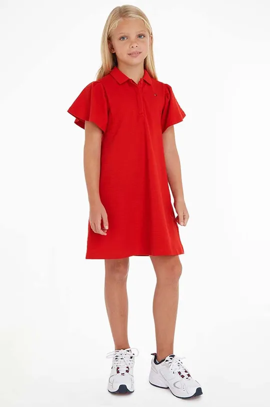 rdeča Otroška obleka Tommy Hilfiger Dekliški