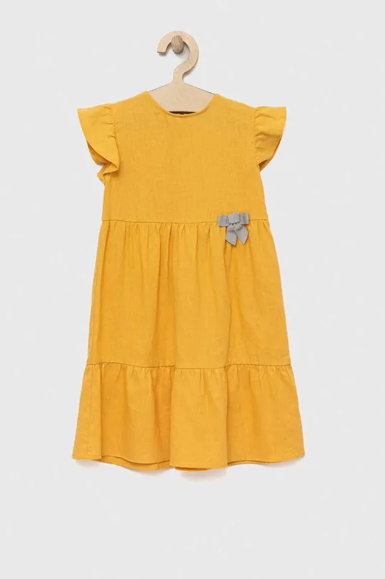 żółty Birba&Trybeyond sukienka lniana dziecięca Dziewczęcy