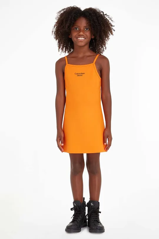 oranžová Dievčenské šaty Calvin Klein Jeans Dievčenský