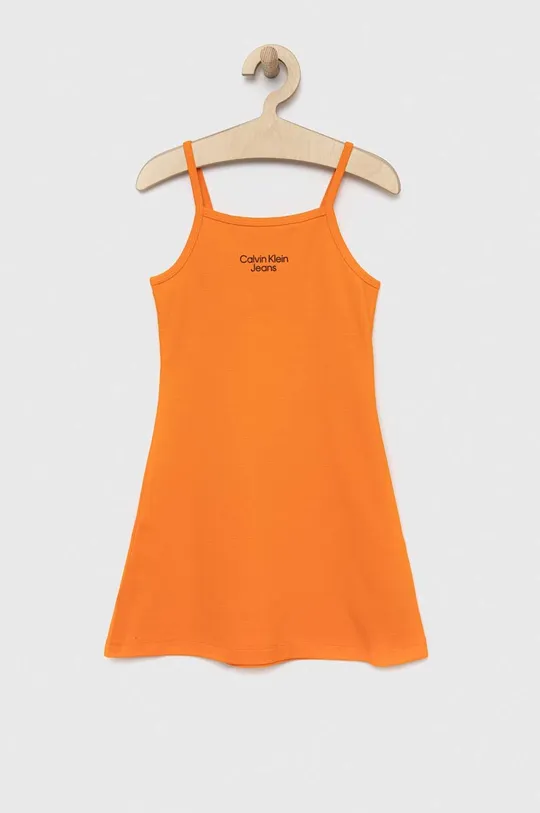 Dievčenské šaty Calvin Klein Jeans oranžová