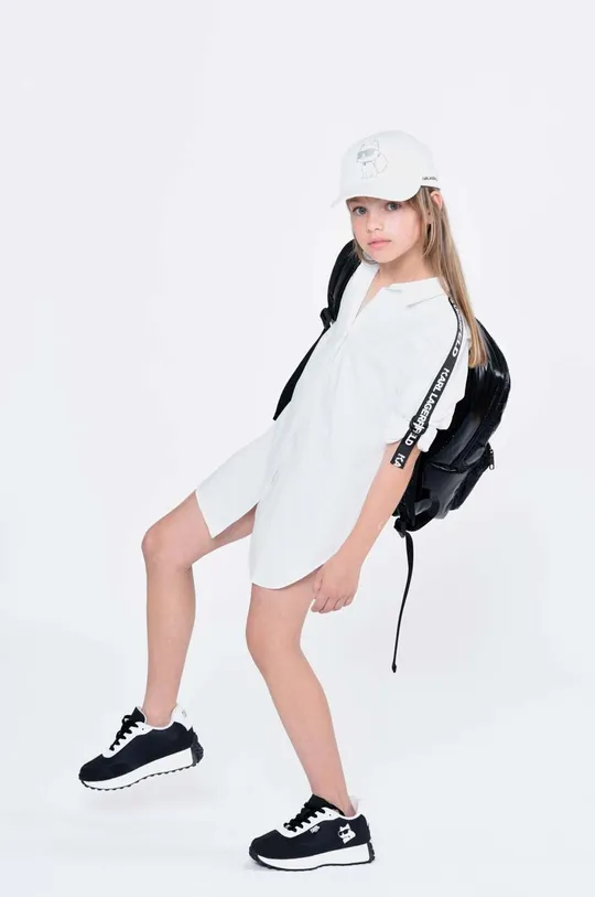 λευκό Παιδικό βαμβακερό φόρεμα Karl Lagerfeld Για κορίτσια