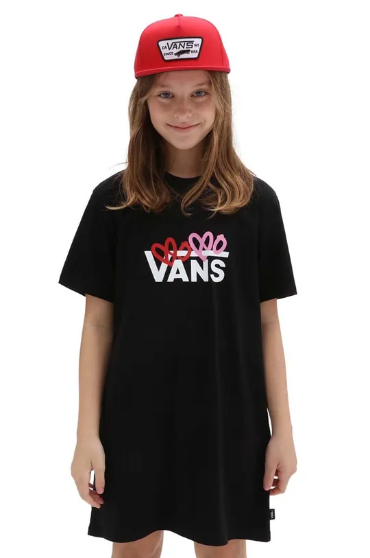 μαύρο Παιδικό βαμβακερό φόρεμα Vans VANS LOVE TEE DRESS Black Για κορίτσια