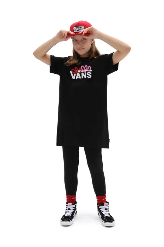 Παιδικό βαμβακερό φόρεμα Vans VANS LOVE TEE DRESS Black Για κορίτσια