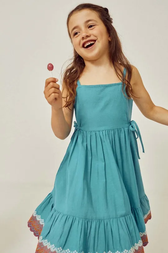 голубой Детское платье с примесью льна zippy Для девочек