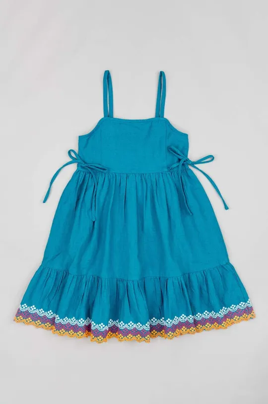 Φόρεμα με μείγμα από λινό για παιδιά zippy μπλε