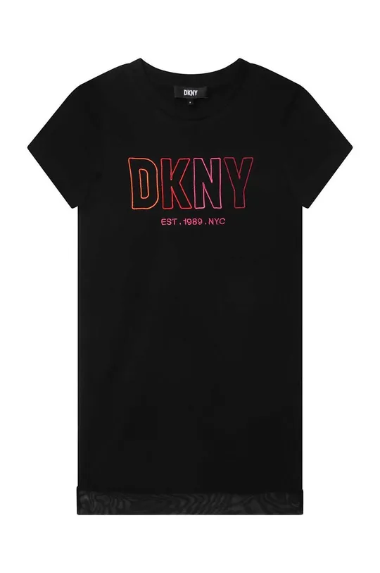 Παιδικό βαμβακερό φόρεμα DKNY μαύρο