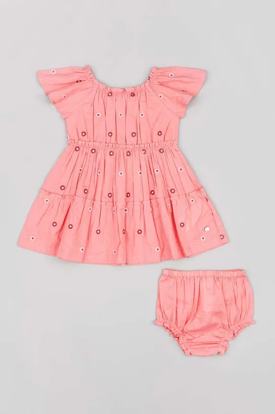 roza Dječja pamučna haljina zippy Za djevojčice