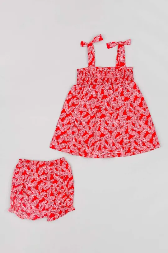 Detské bavlnené šaty zippy červená