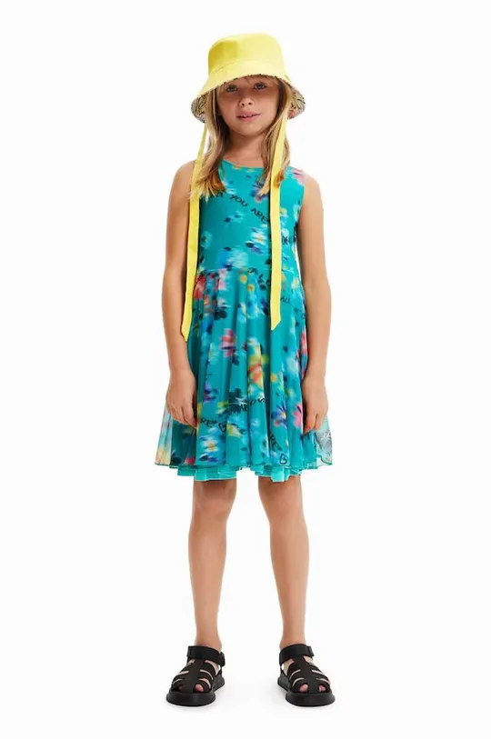 бирюзовый Хлопковое детское платье Desigual Для девочек