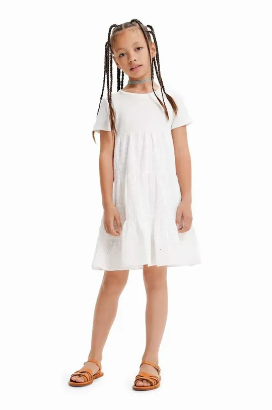 biela Dievčenské šaty Desigual Dievčenský