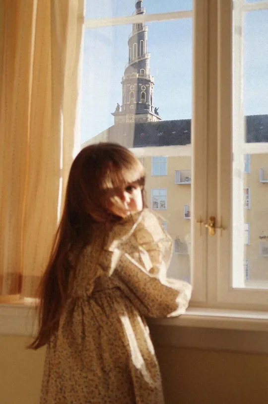 Παιδικό βαμβακερό φόρεμα Konges Sløjd μπεζ