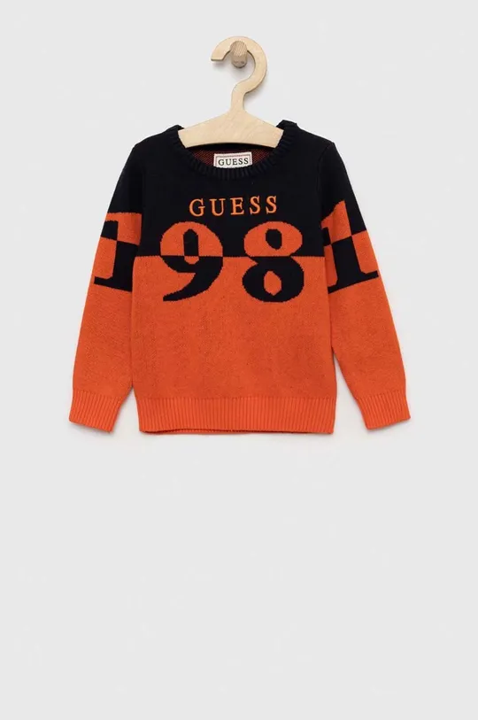 оранжевый Детский хлопковый свитер Guess Для мальчиков