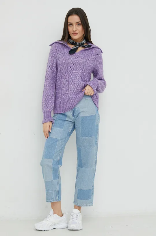 Y.A.S sweter z domieszką wełny Cros fioletowy
