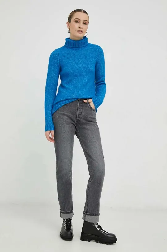 Wrangler sweter z domieszką wełny niebieski