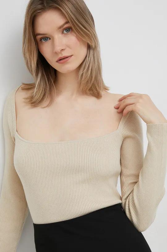 beżowy Calvin Klein sweter z domieszką wełny