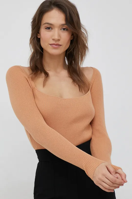 pomarańczowy Calvin Klein sweter z domieszką wełny Damski