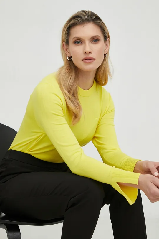 κίτρινο Ένα πουλόβερ σε μείγμα μεταξιού BOSS Γυναικεία