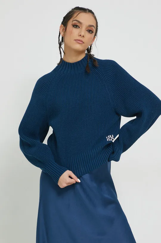 σκούρο μπλε Βαμβακερό πουλόβερ HUGO Γυναικεία
