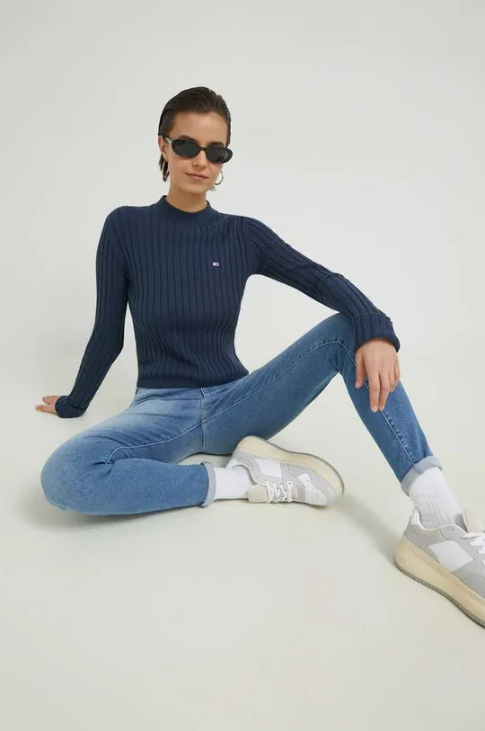 Tommy Jeans sweter bawełniany granatowy