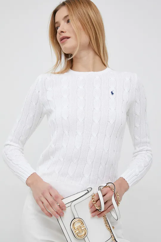 bijela Pamučni pulover Polo Ralph Lauren Ženski