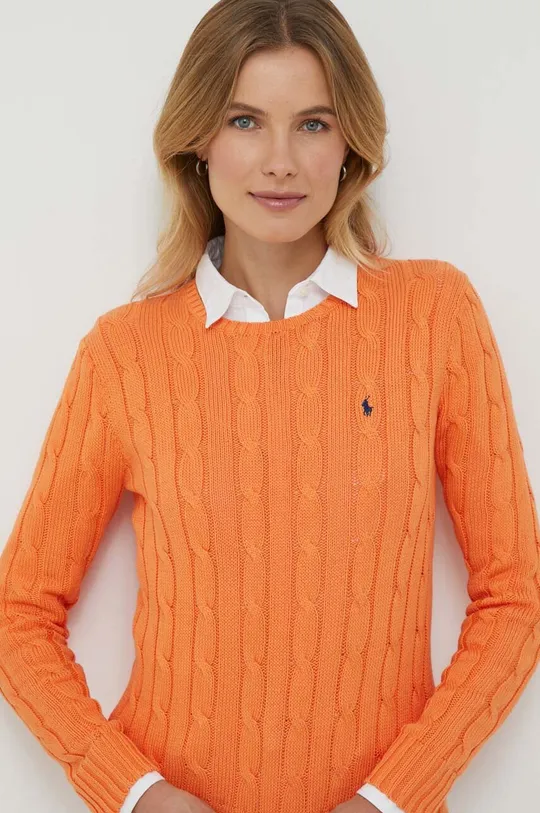 оранжевый Хлопковый свитер Polo Ralph Lauren Женский