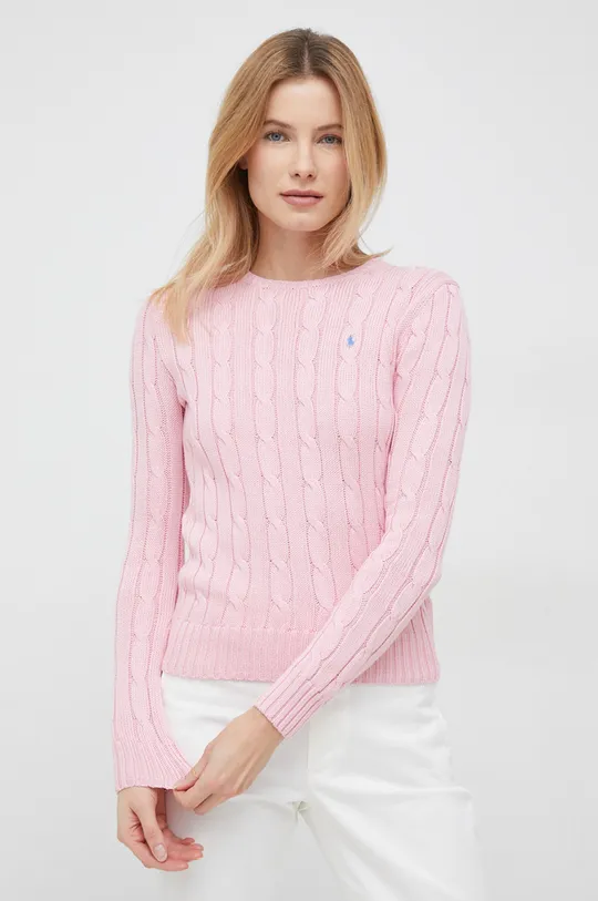 roza Pamučni pulover Polo Ralph Lauren