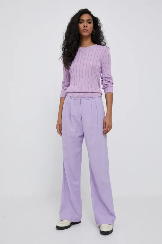 Bavlněný svetr Polo Ralph Lauren fialová