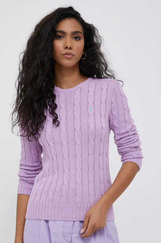 fioletowy Polo Ralph Lauren sweter bawełniany