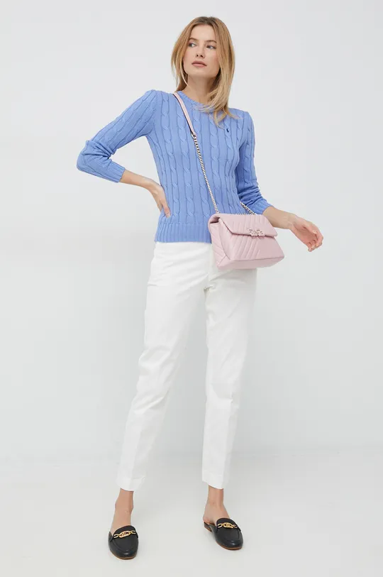 Βαμβακερό πουλόβερ Polo Ralph Lauren μωβ