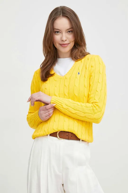 sárga Polo Ralph Lauren pamut pulóver