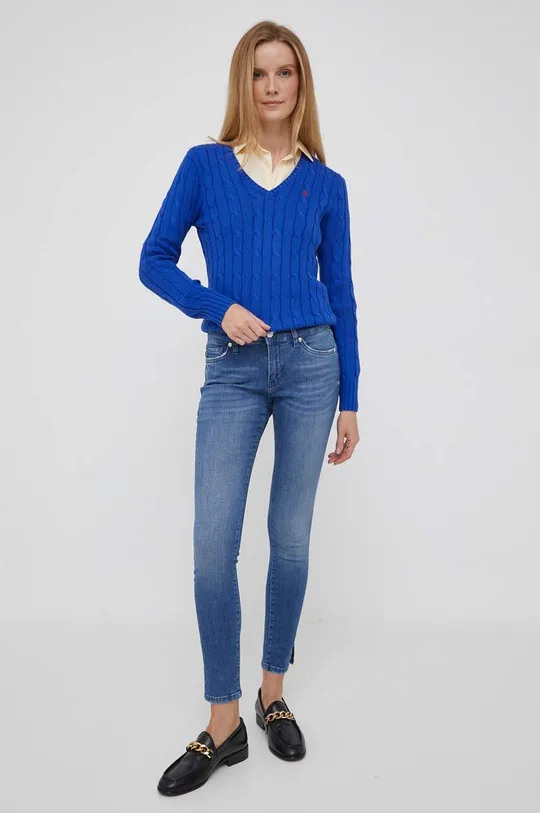Bavlnený sveter Polo Ralph Lauren modrá