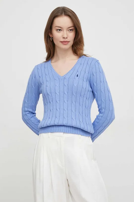 modrá Bavlnený sveter Polo Ralph Lauren Dámsky
