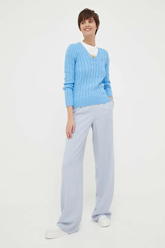 Pamučni pulover Polo Ralph Lauren plava