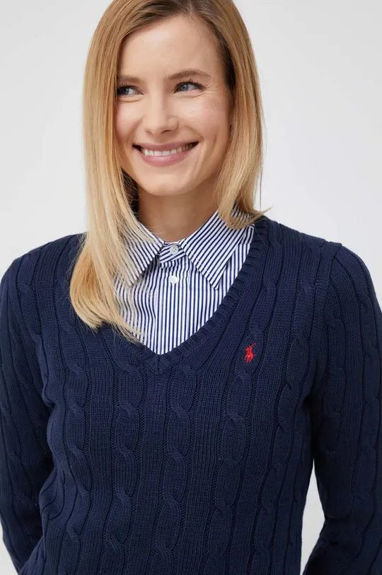 tmavomodrá Bavlnený sveter Polo Ralph Lauren Dámsky