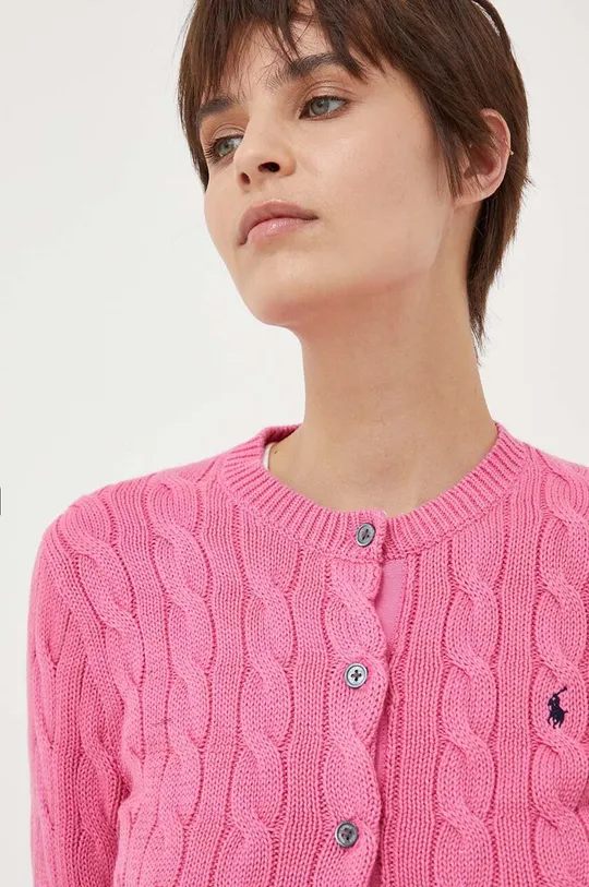 pastelově růžová Bavlněný kardigan Polo Ralph Lauren