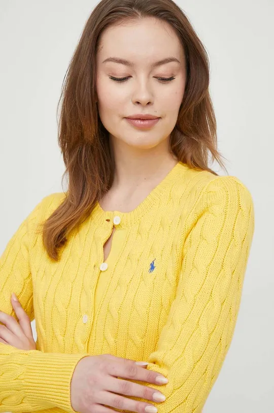 żółty Polo Ralph Lauren kardigan bawełniany