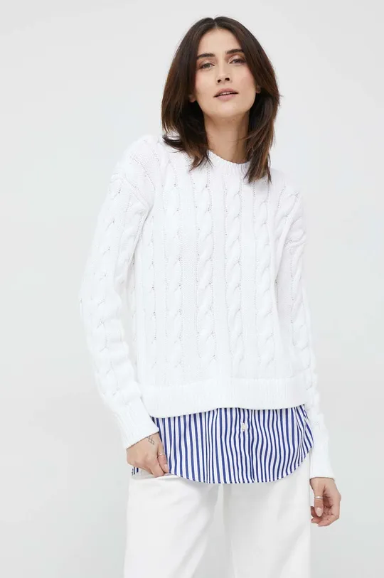 biały Lauren Ralph Lauren sweter bawełniany