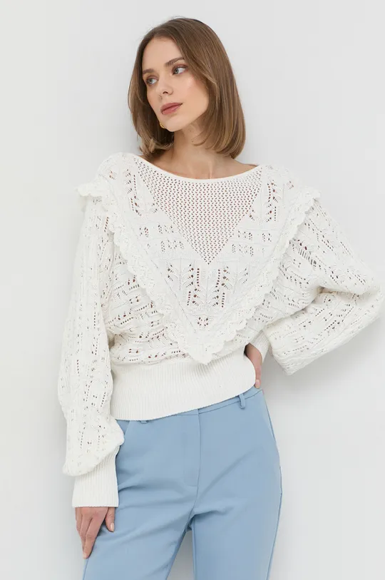 bijela Pamučni pulover Twinset Ženski