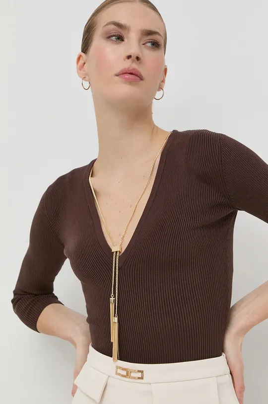 brązowy Elisabetta Franchi sweter z domieszką jedwabiu