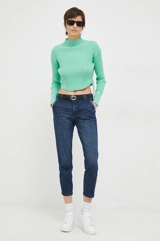 Хлопковый свитер Calvin Klein Jeans зелёный